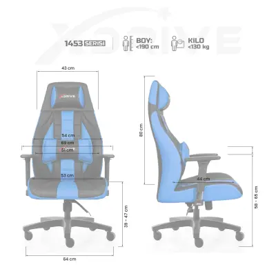 xDrive 1453 Professional Gaming Chair Blue / Black - 4