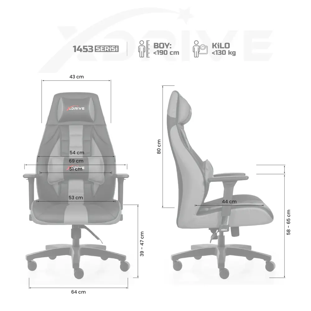 xDrive 1453 Professional Gaming Chair Grey / Black - 4