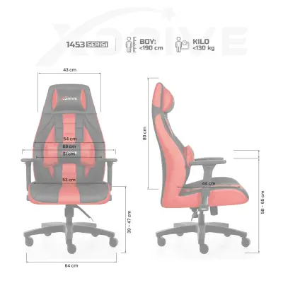 xDrive 1453 Professional Gaming Chair Red / Black - 4