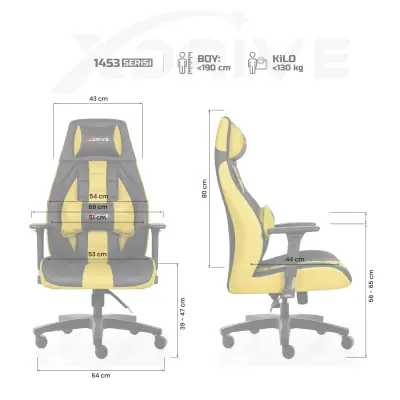 xDrive 1453 Professional Gaming Chair Yellow / Black - 4