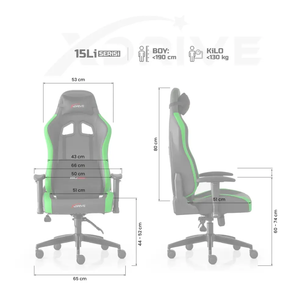 xDrive 15'LI Professional Gaming Chair Green / Black - 4