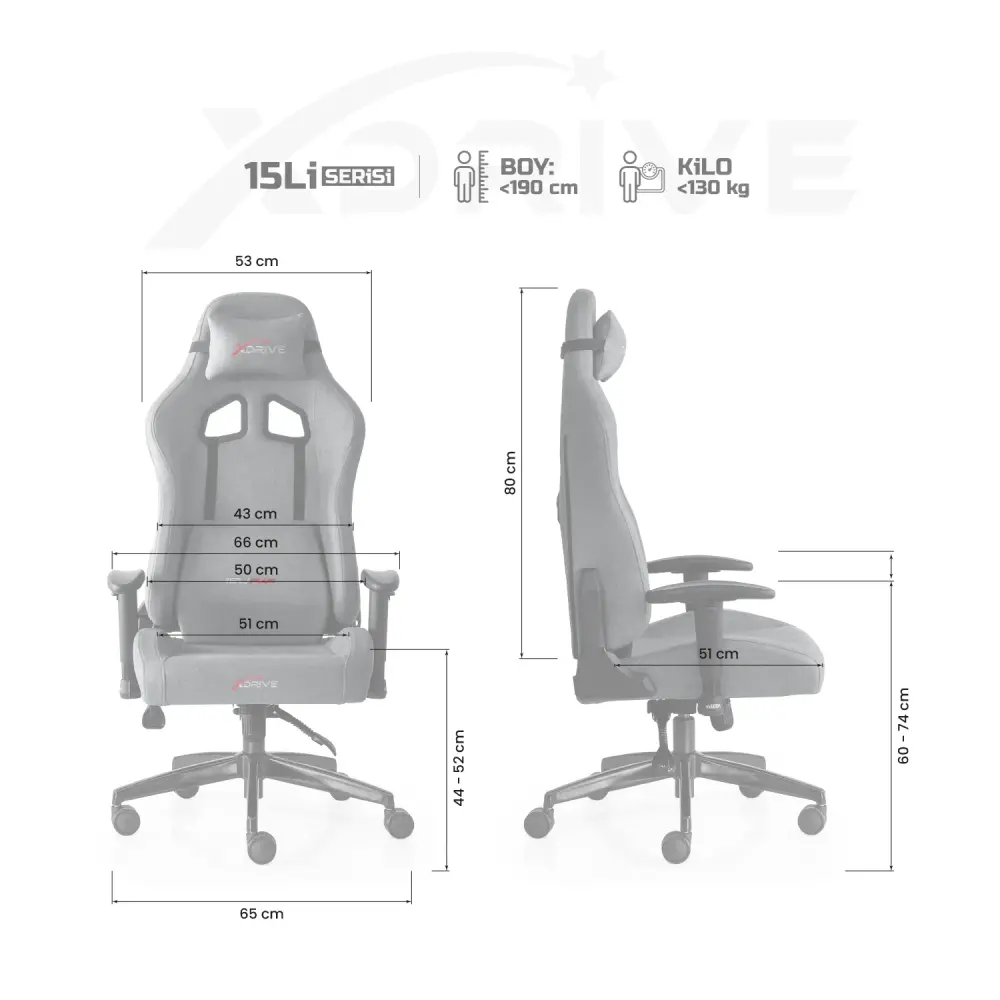 xDrive 15 PLUS Professional Gaming Chair Grey Fabric - 4