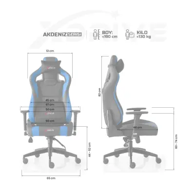 xDrive AKDENİZ Professional Gaming Chair Blue/Black - 4