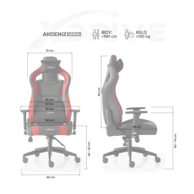 xDrive AKDENİZ Professional Gaming Chair Red/Black - 4