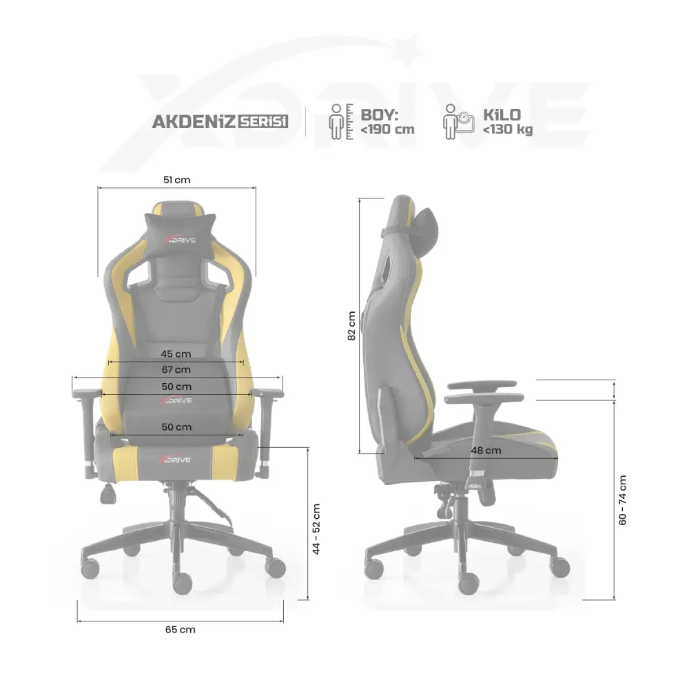 xDrive AKDENİZ Professional Gaming Chair Yellow/Black - 4