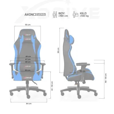 xDrive AKINCI Professional Gaming Chair Blue/Black - 4