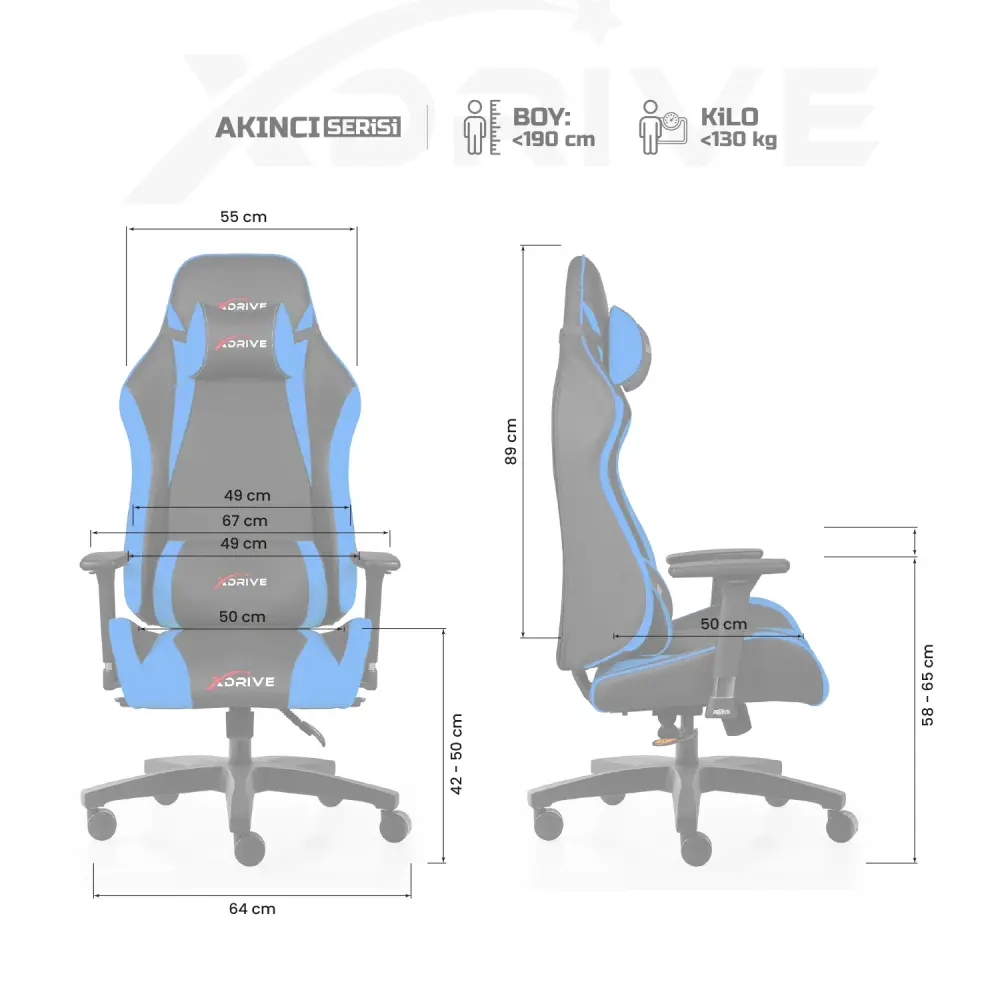 xDrive AKINCI Professional Gaming Chair Blue/Black - 4