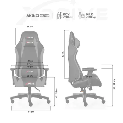 xDrive AKINCI Professional Gaming Chair Grey/Black - 4