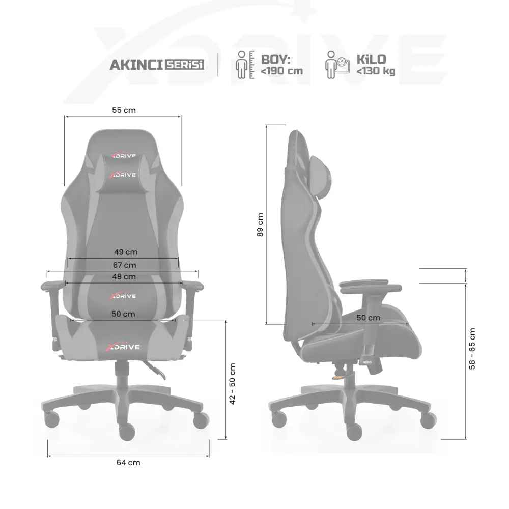 xDrive AKINCI Professional Gaming Chair Grey/Black - 4