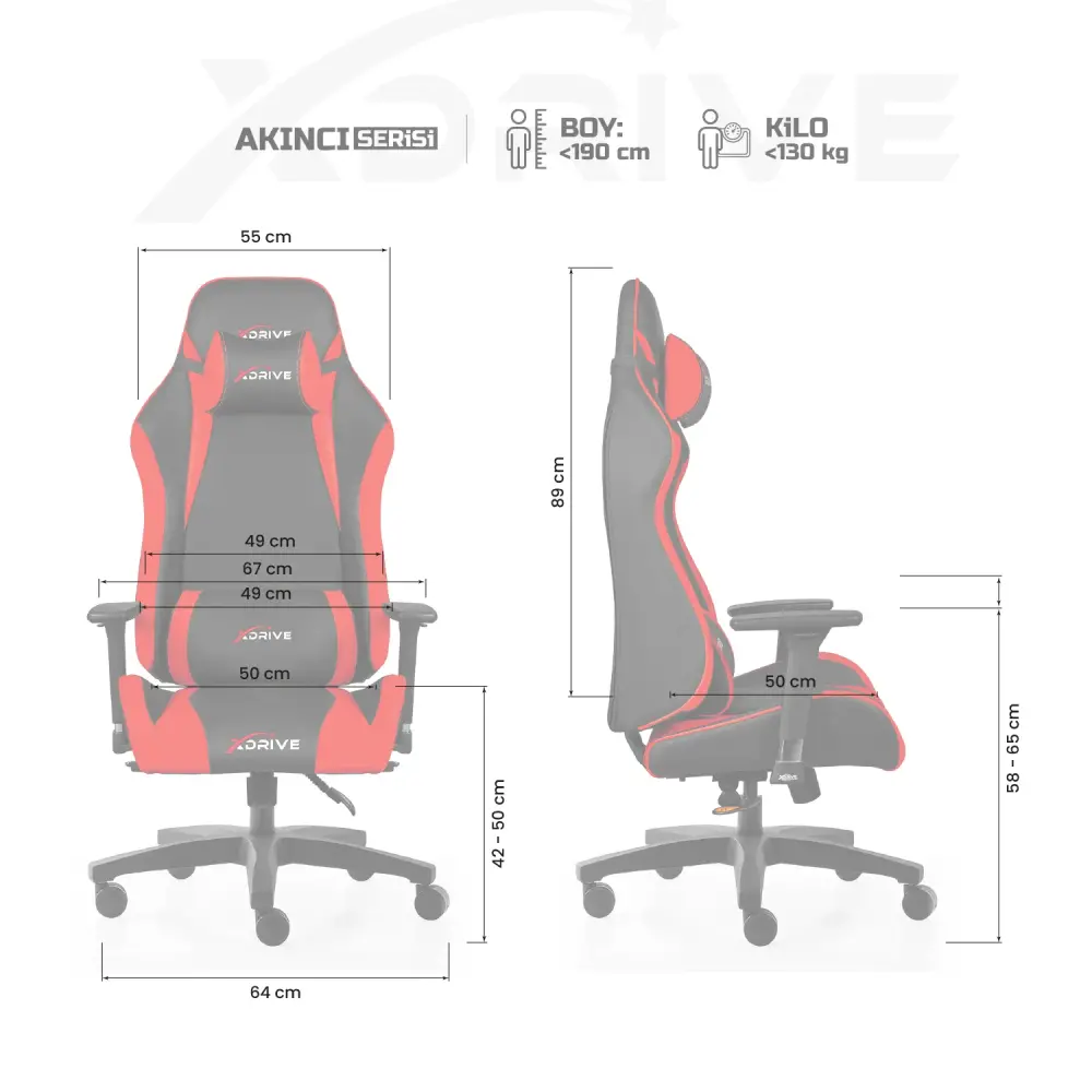 xDrive AKINCI Professional Gaming Chair Red/Black - 4