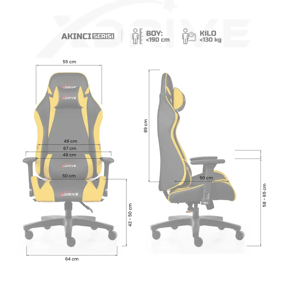 xDrive AKINCI Professional Gaming Chair Yellow/Black - 4