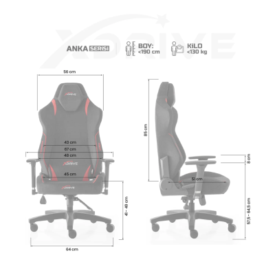 xDrive Anka Fabric Professional Gaming Chair Red/Black - 5