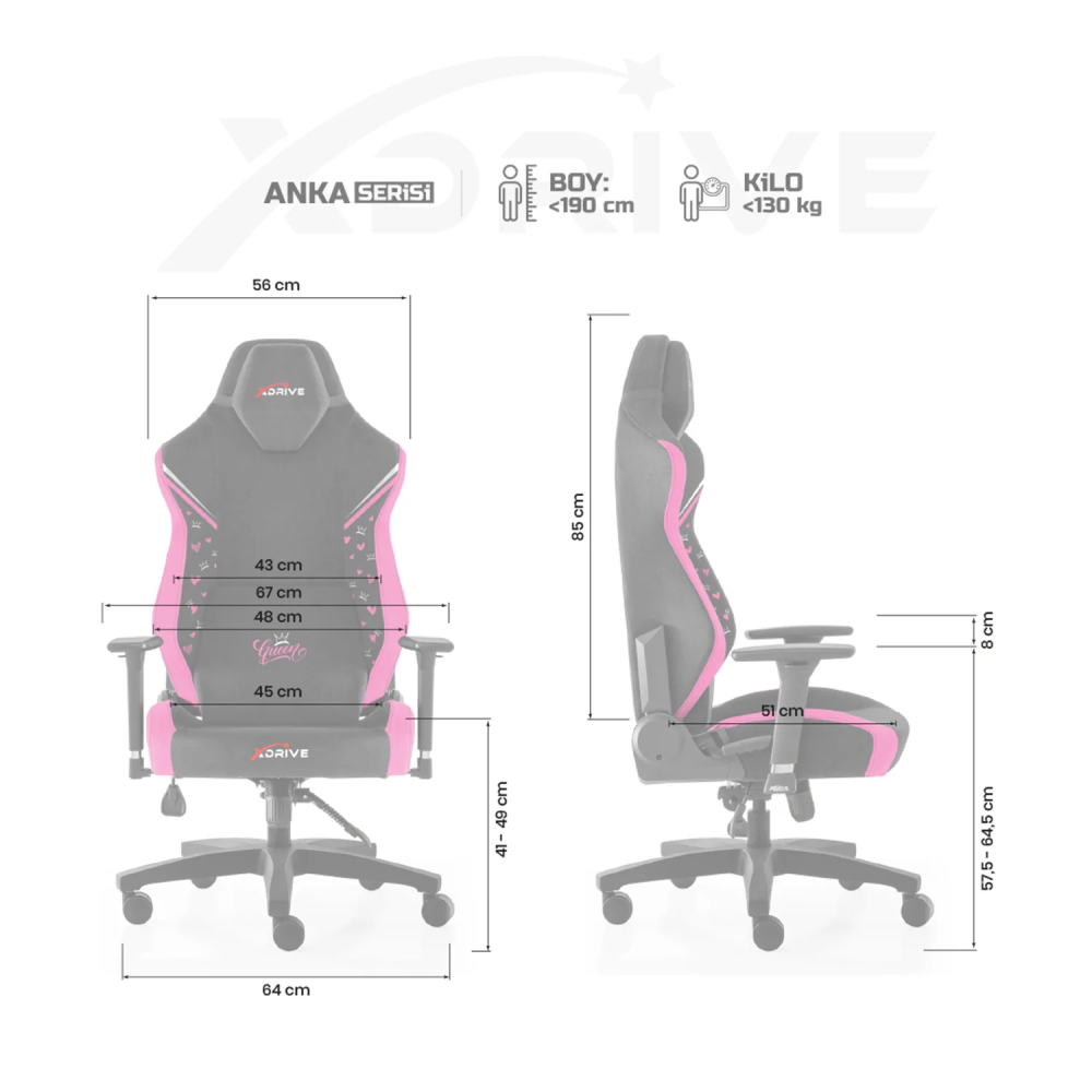 xDrive Anka Professional Gaming Chair (February 14 Special Series) Pink/Black - 5