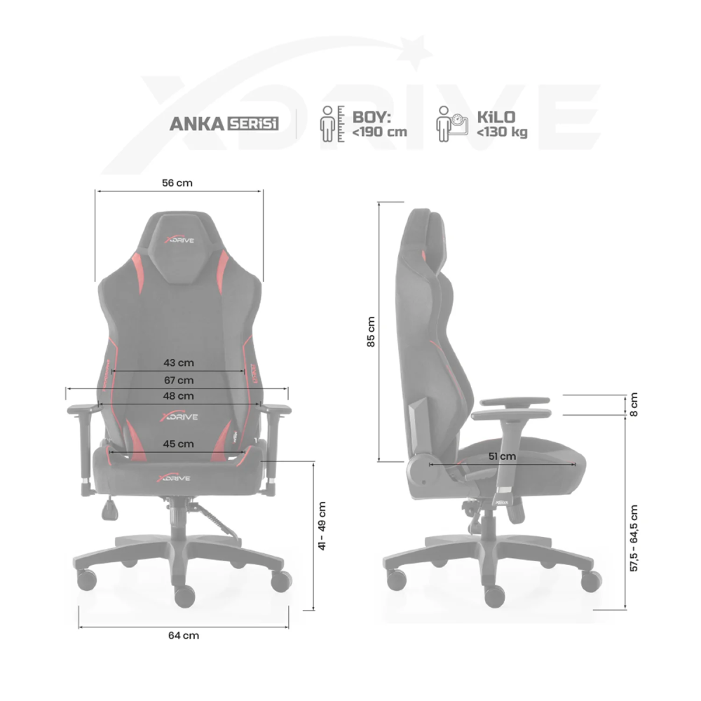 xDrive ANKA Professional Gaming Chair Red / Black - 5