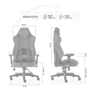 xDrive Anka Professional Gaming Chair Fabric Gray - 5