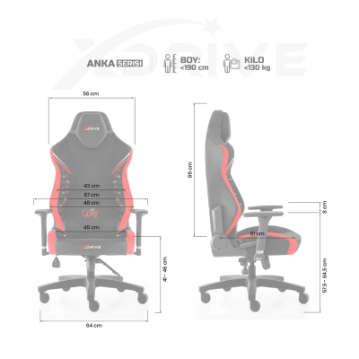 xDrive Anka Profesyonel Oyuncu Koltuğu (King Özel Seri) Kırmızı/Siyah - 5