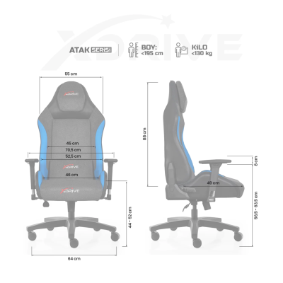 xDrive ATAK Professional Gaming Chair Blue Grey Black - 4