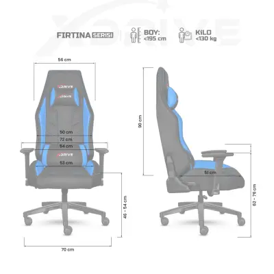 xDrive FIRTINA Professional Gaming Chair Blue/Black - 4