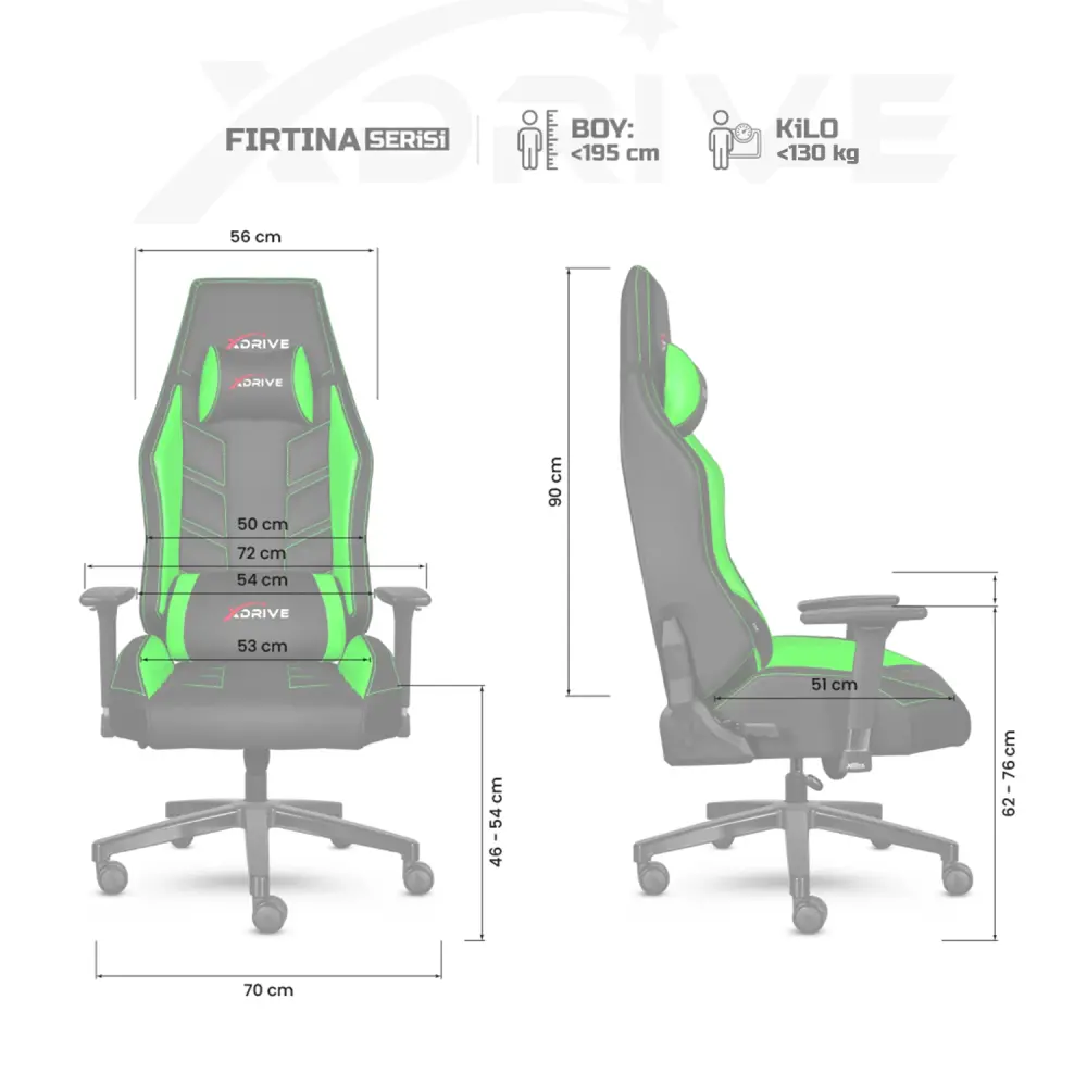 xDrive FIRTINA Professional Gaming Chair Green/Black - 4