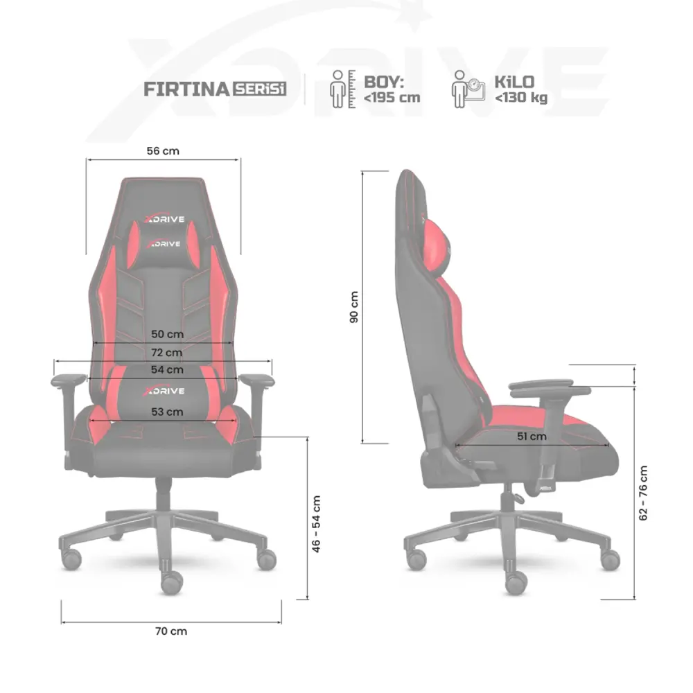 xDrive FIRTINA Professional Gaming Chair Red/Black - 4