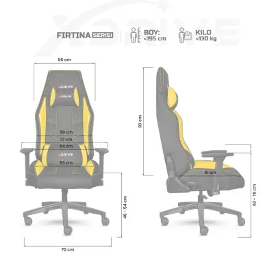 xDrive FIRTINA Professional Gaming Chair Yellow/Black - 4