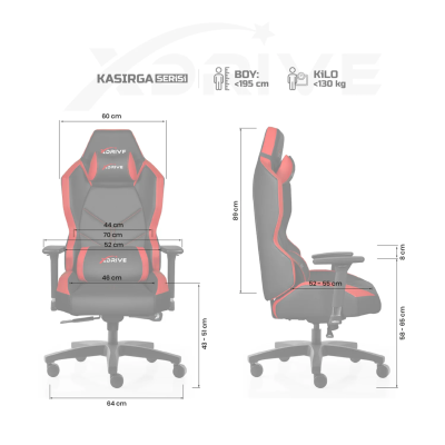 xDrive KASIRGA Massage Professional Gaming Chair Red/Black - 4