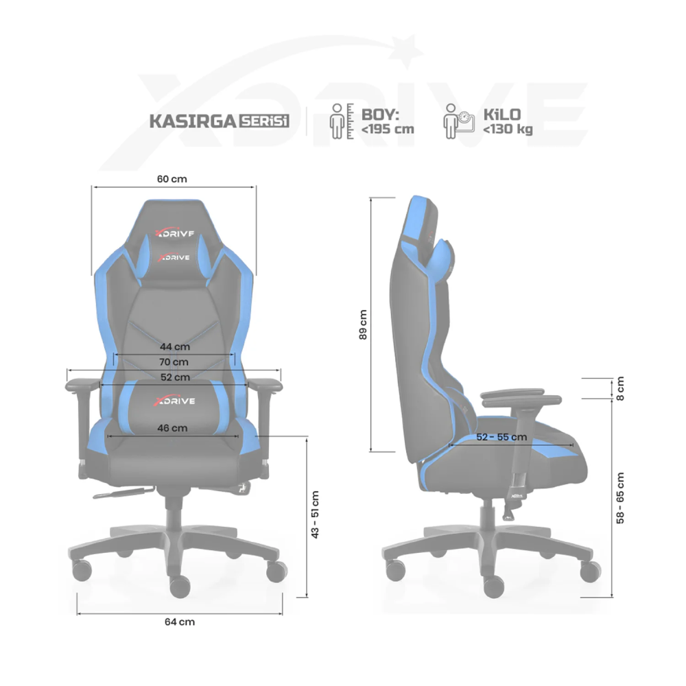 xDrive KASIRGA Professional Gaming Chair Blue/Black - 4