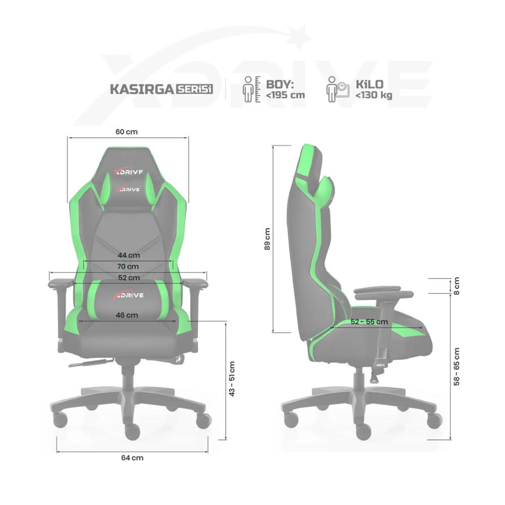 xDrive KASIRGA Professional Gaming Chair Green/Black - 4