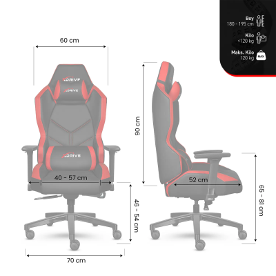 xDrive Kasırga Professional Gaming Chair Fabric Gray/Black - 10