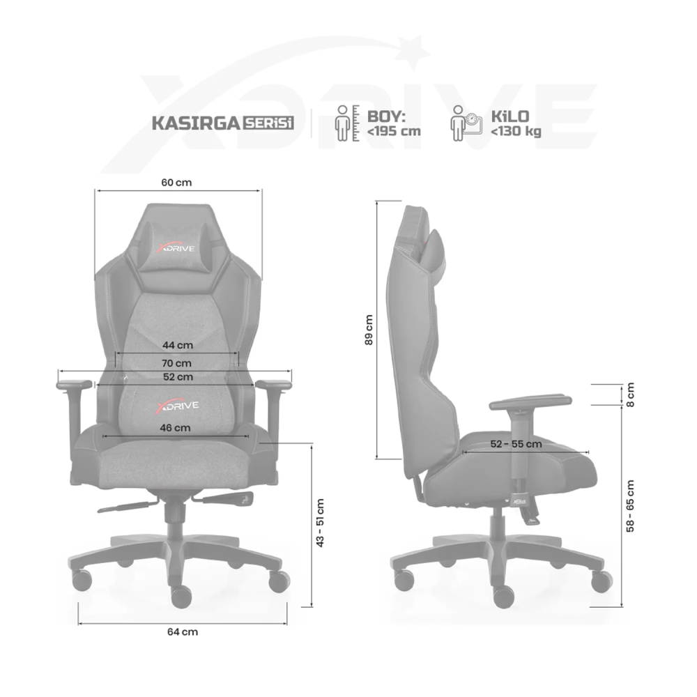 xDrive Kasırga Professional Gaming Chair Fabric Gray/Black - 4