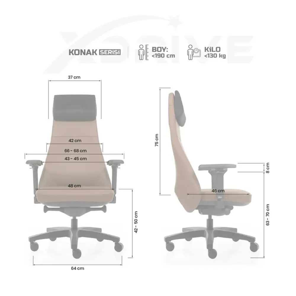 xDrive Business Konak Office Chair Large Leather Tan - 4