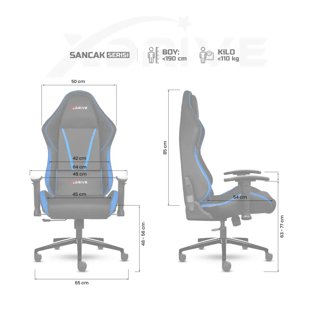 xDrive SANCAK Professional Gaming Chair Blue / Black - 4