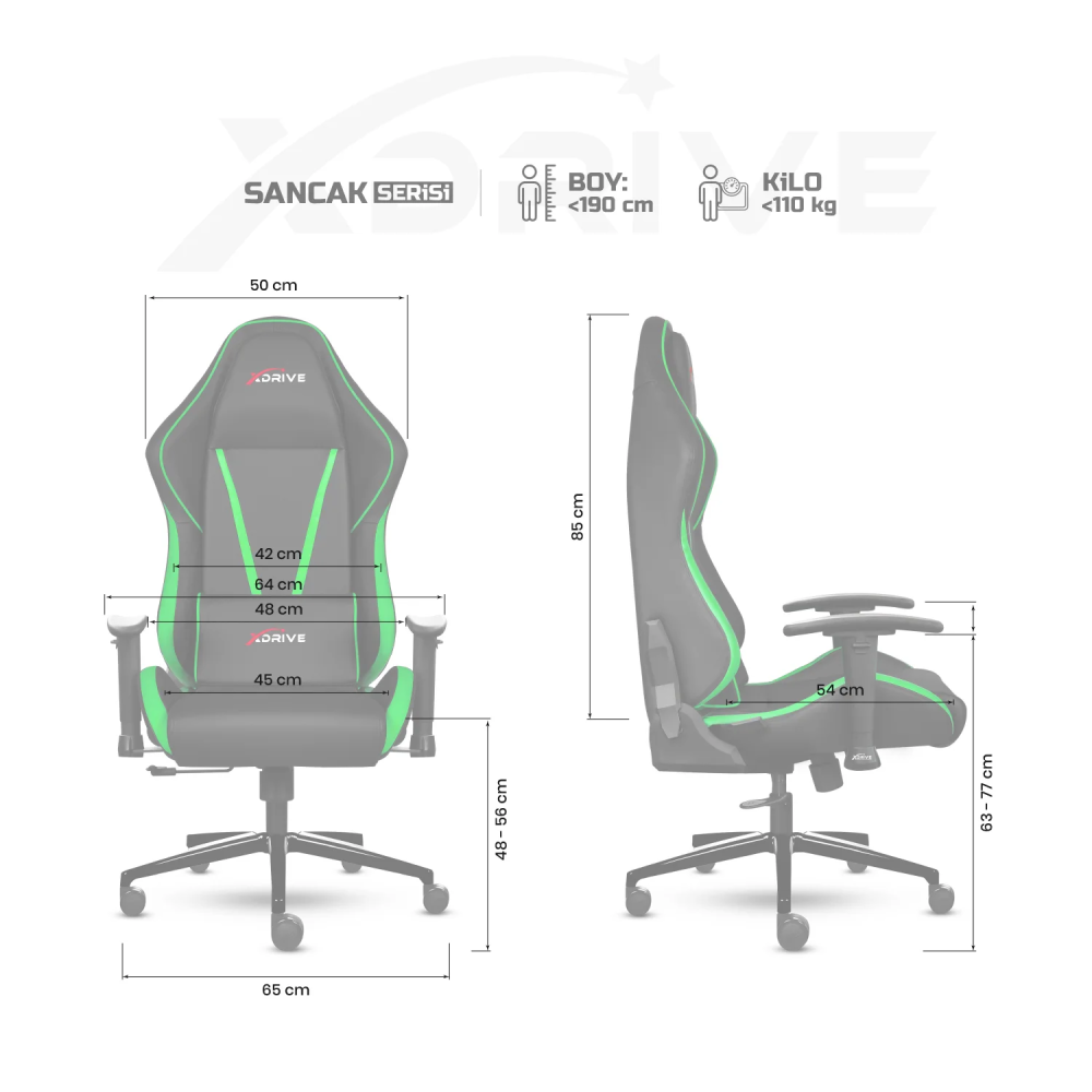 xDrive SANCAK Professional Gaming Chair Green / Black - 4