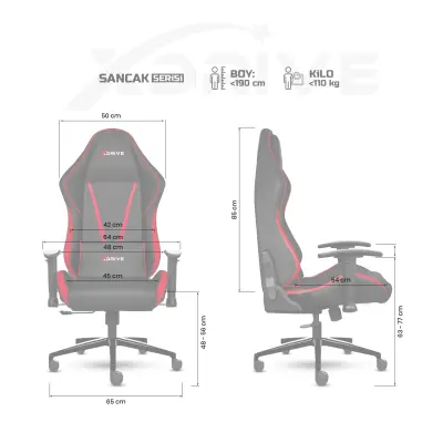 xDrive SANCAK Professional Gaming Chair Red / Black - 4