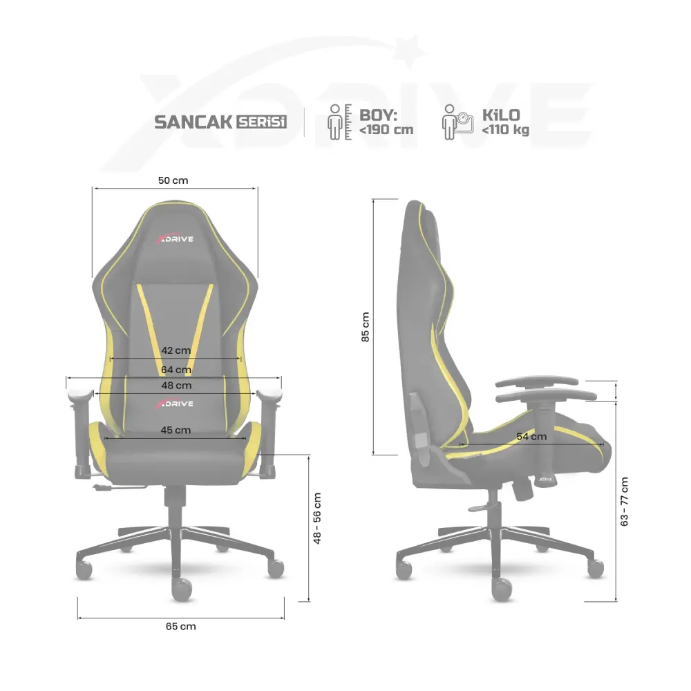 xDrive SANCAK Professional Gaming Chair Yellow / Black - 4