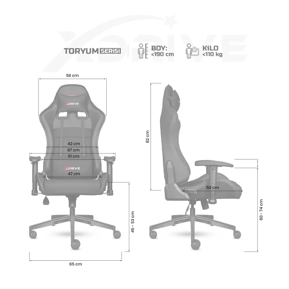 xDrive TORYUM Professional Gaming Chair Black/Black - 4