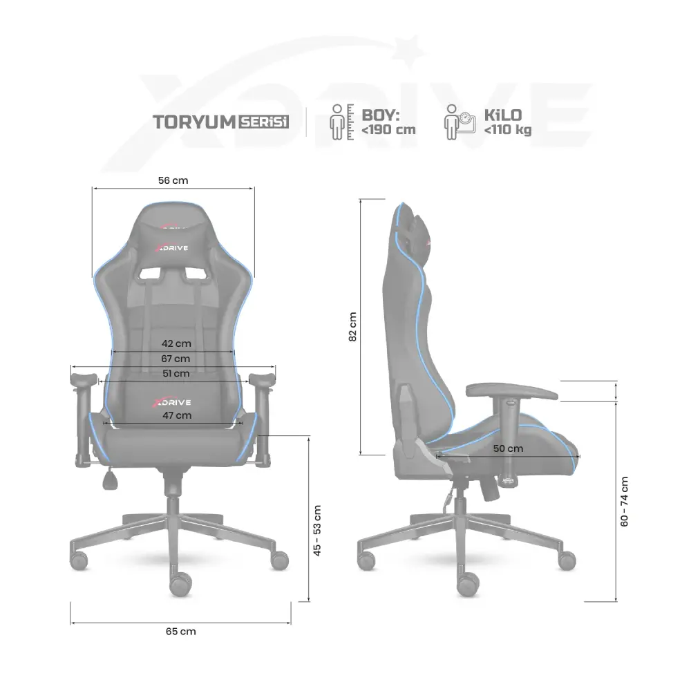 xDrive TORYUM Professional Gaming Chair Blue/Black - 4