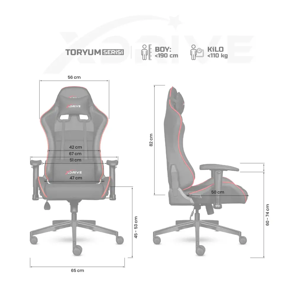 xDrive TORYUM Professional Gaming Chair Red/Black - 4