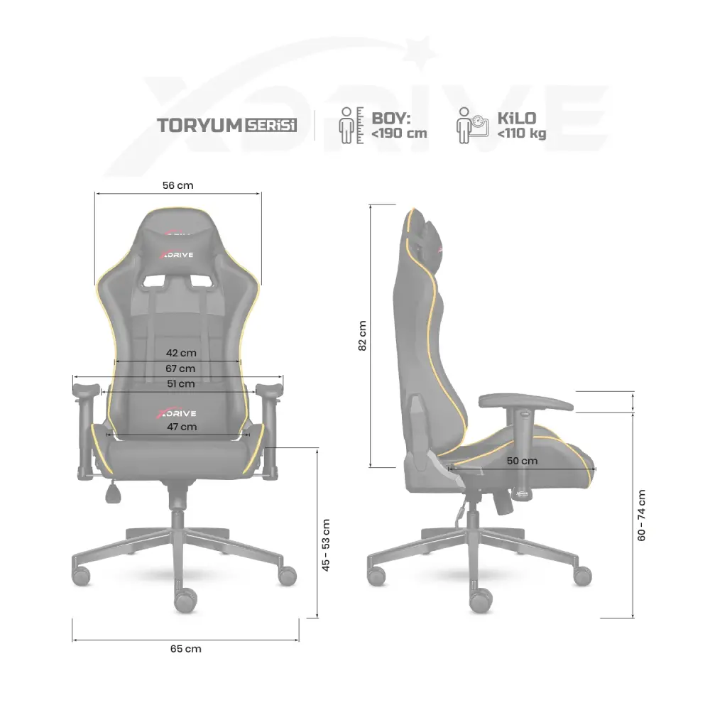 xDrive TORYUM Professional Gaming Chair Yellow/Black - 4