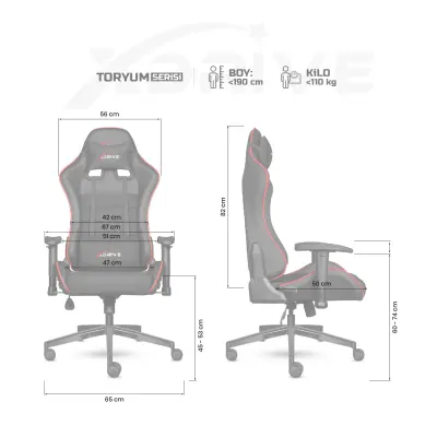 xDrive Gaming Chair TORYUM Profesyonel Oyuncu Koltuğu Kırmızı/Siyah - 4