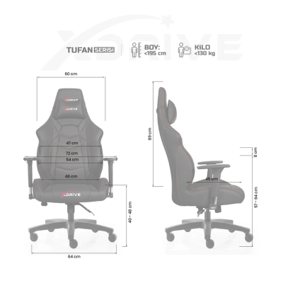 xDrive TUFAN Professional Gaming Chair Black/Black - 4