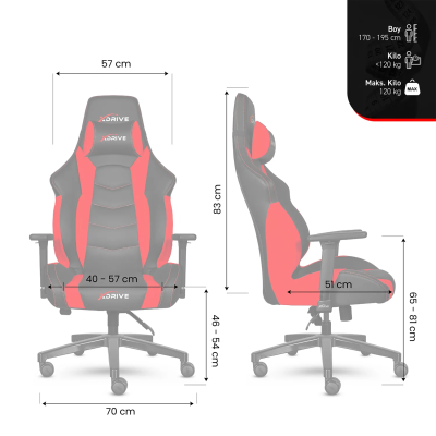 xDrive Tufan Professional Gaming Chair Fabric Gray/Black - 12