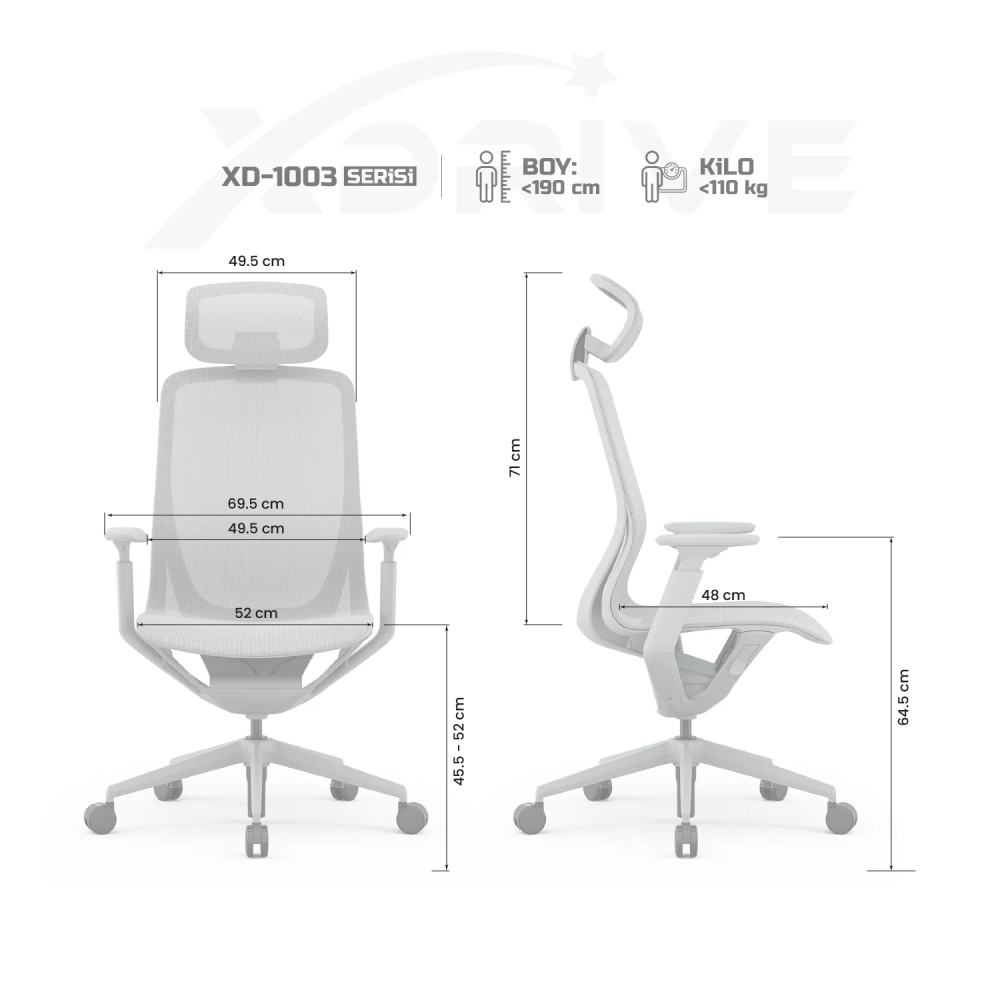 xDrive XD-1003 Mesh Office Chair Gray - 4